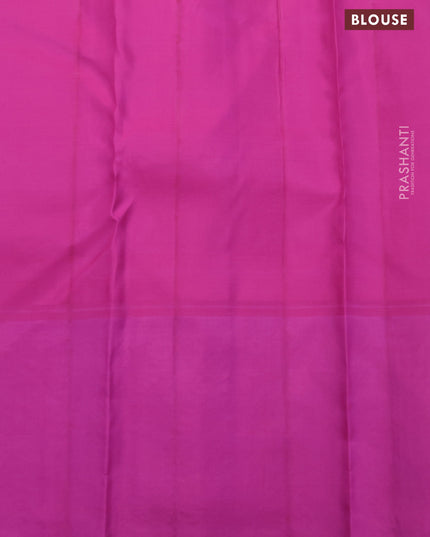 Pure kanjivaram silk saree dual shade of pastel blue and pink with thread & zari woven brocade weaves and rich paisley zari woven border