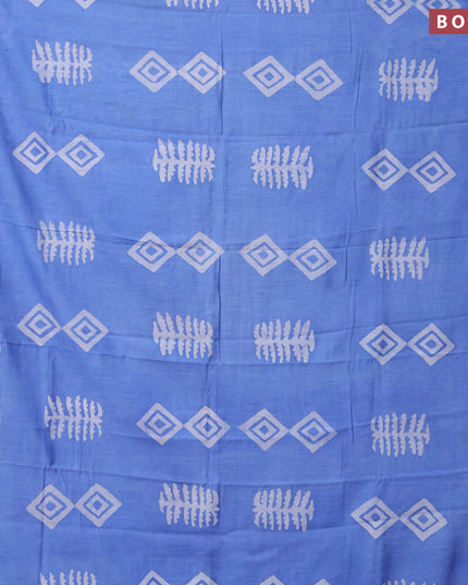 Semi gadwal saree light blue with allover batik butta prints and zari woven border