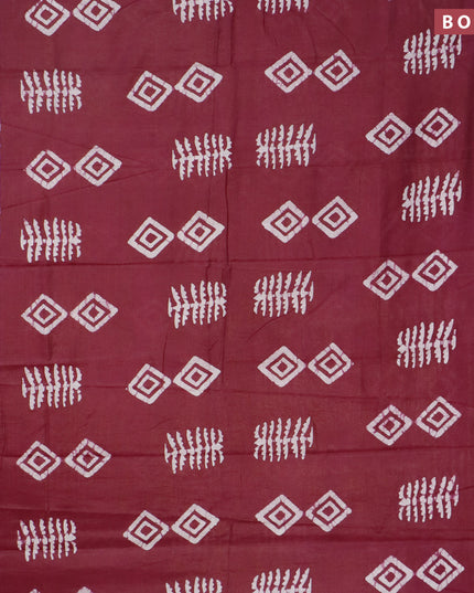 Semi gadwal saree wine shade with allover batik butta prints and zari woven border