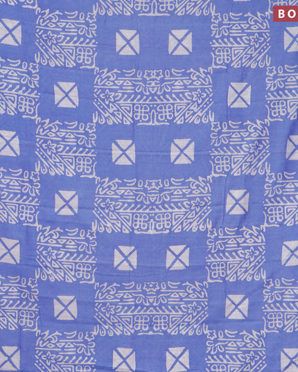 Semi gadwal saree blue shade with allover prints and zari woven border