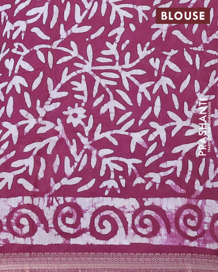 Semi gadwal saree wine shade and off white with allover batik prints and zari woven border