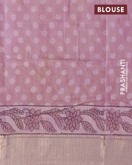 Semi gadwal saree mild purple shade with allover floral prints and zari woven border