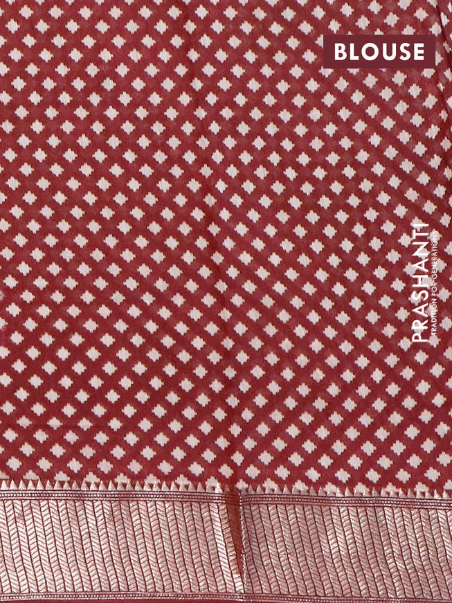 Semi gadwal saree green beige and maroon with allover geometric prints and zari woven border