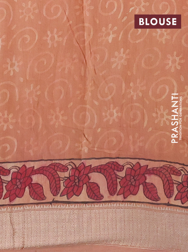 Semi gadwal saree peach orange with allover floral butta prints and zari woven border