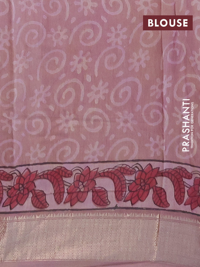 Semi gadwal saree pastel purple with allover floral butta prints and zari woven border