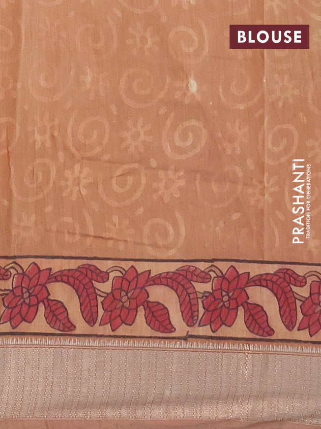 Semi gadwal saree sandal with allover floral butta prints and zari woven border