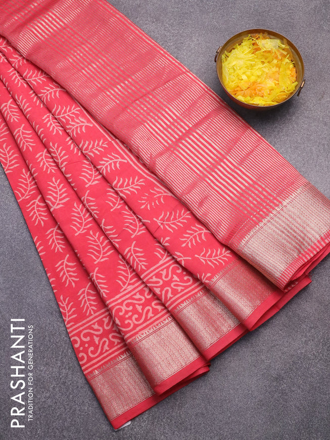 Semi gadwal saree pink shade with allover butta prints and zari woven border