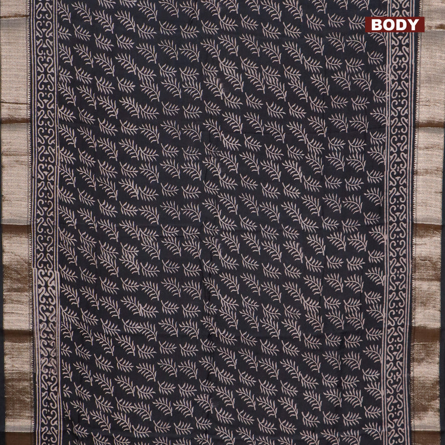 Semi gadwal saree black with allover butta prints and zari woven border