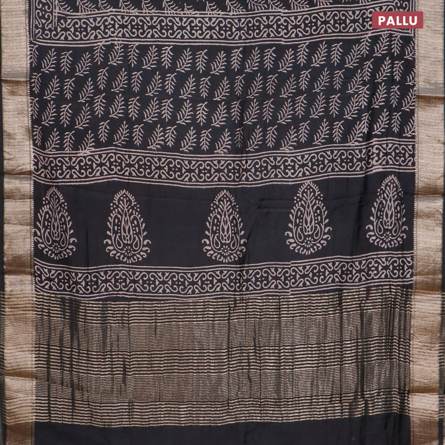 Semi gadwal saree black with allover butta prints and zari woven border