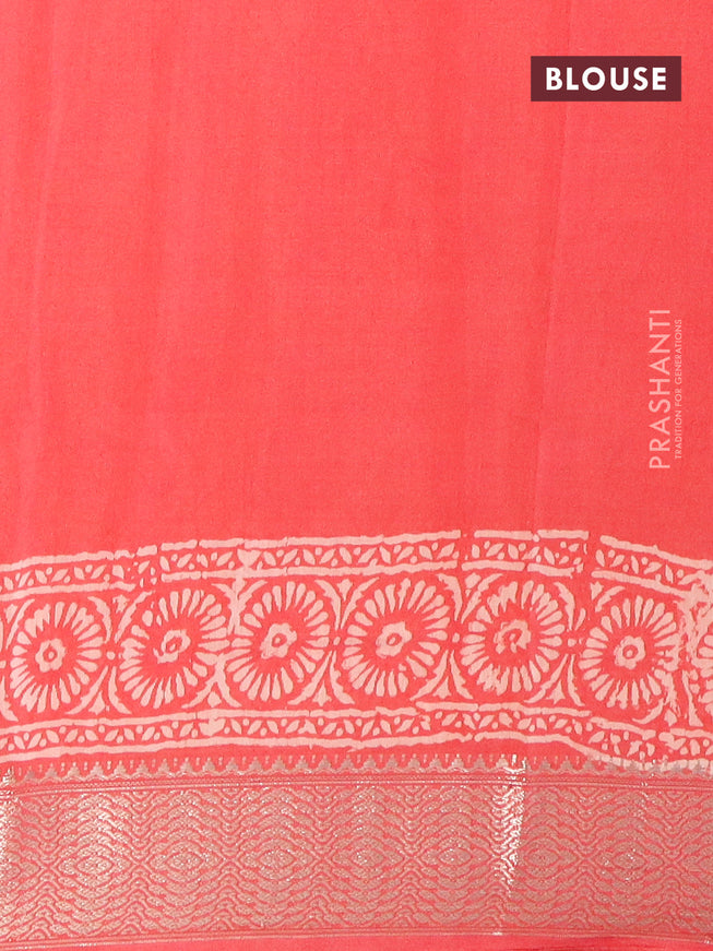 Semi gadwal saree pink shade with allover prints and zari woven border