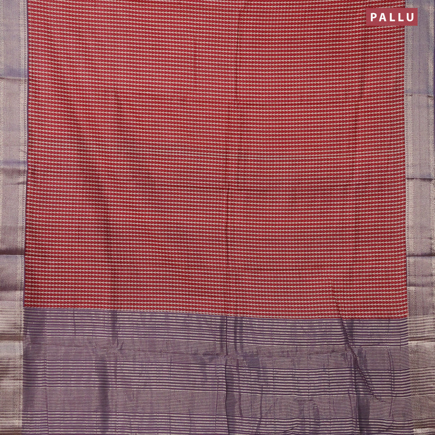 Semi gadwal saree maroon and wine shade with allover prints and zari woven border