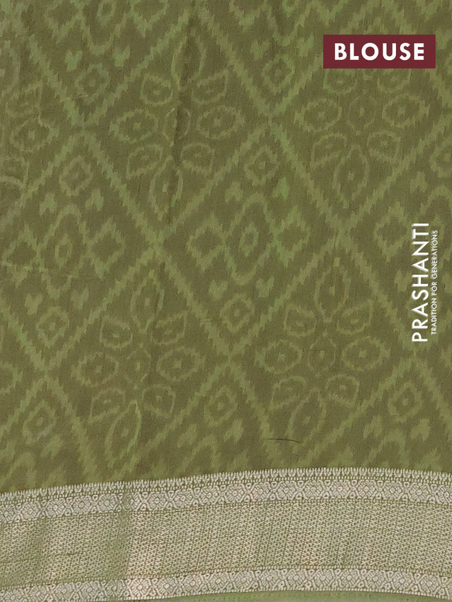 Semi gadwal saree jamun shade and mehendi green with allover prints and zari woven border