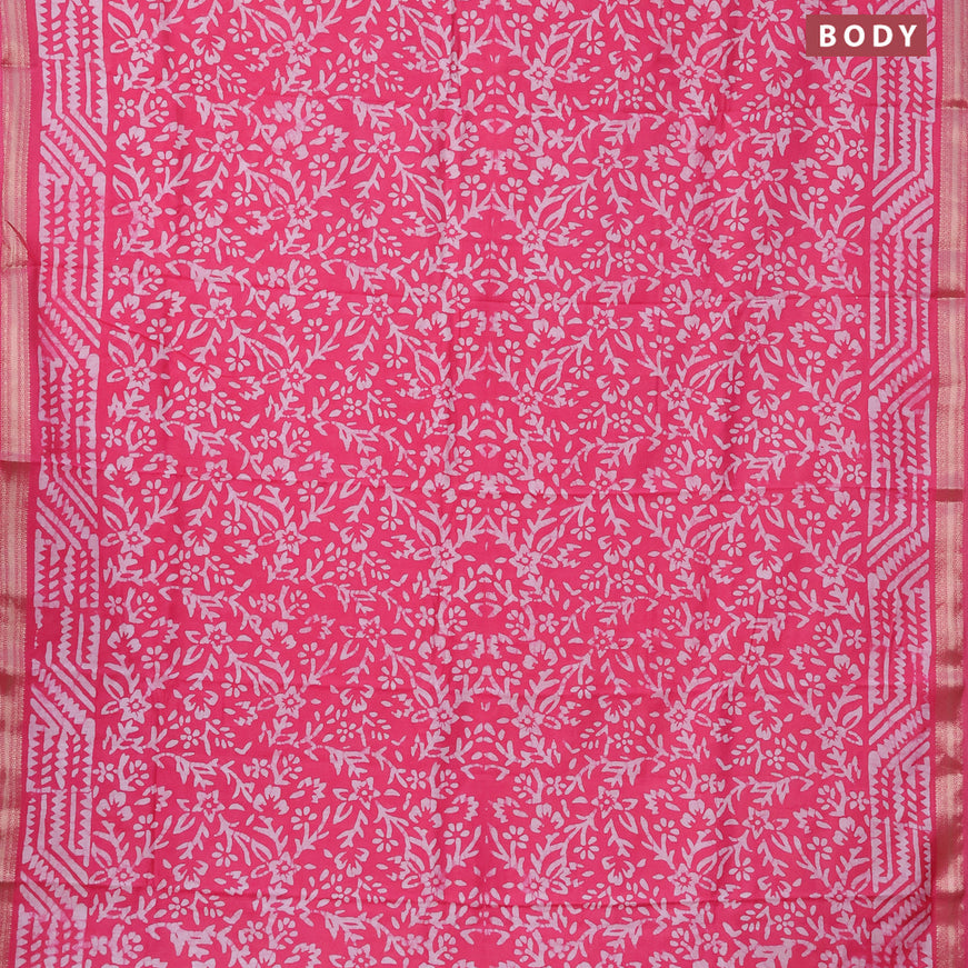 Semi gadwal saree pink with allover batik saree and zari woven border