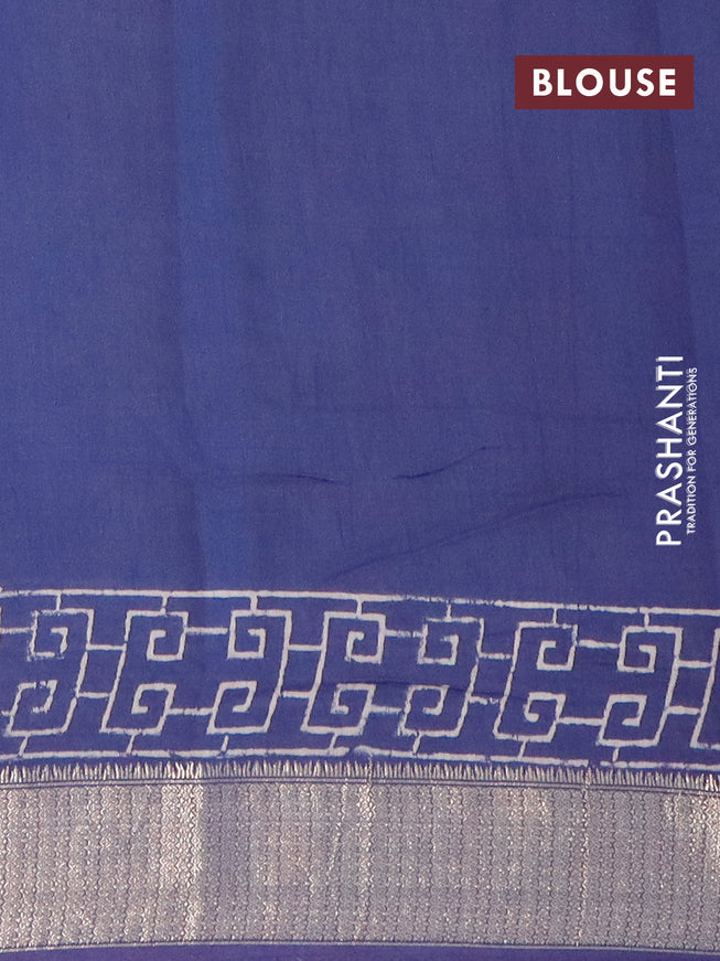 Semi gadwal saree blue with butta prints and zari woven border