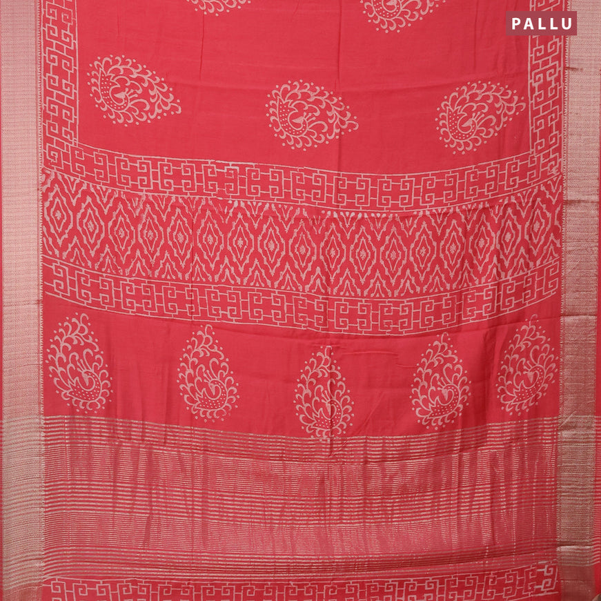 Semi gadwal saree red with butta prints and zari woven border