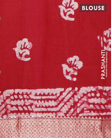 Semi gadwal saree maroon and off white with allover batik prints and zari woven border