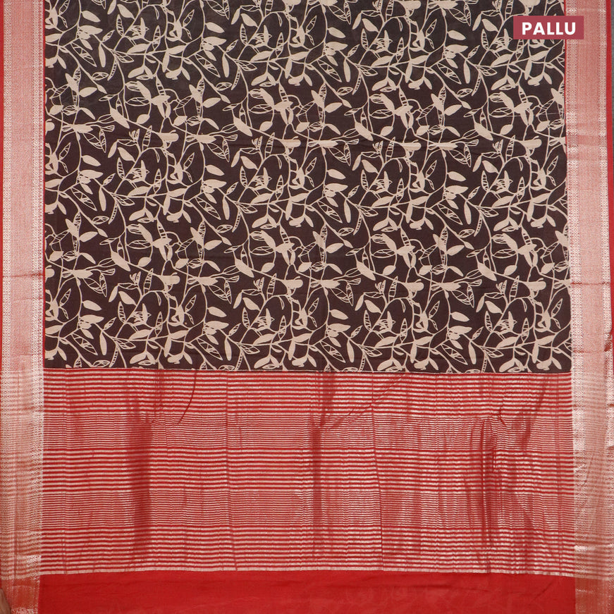 Semi gadwal saree black beige and maroon with allover prints and zari woven border