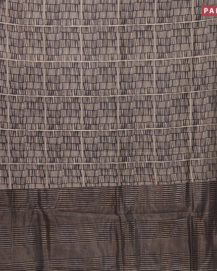 Semi gadwal saree black and beige with allover geometric prints and zari woven border