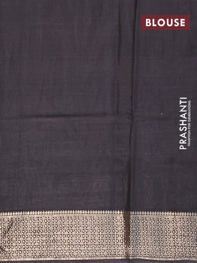 Semi gadwal saree black and beige with allover geometric prints and zari woven border