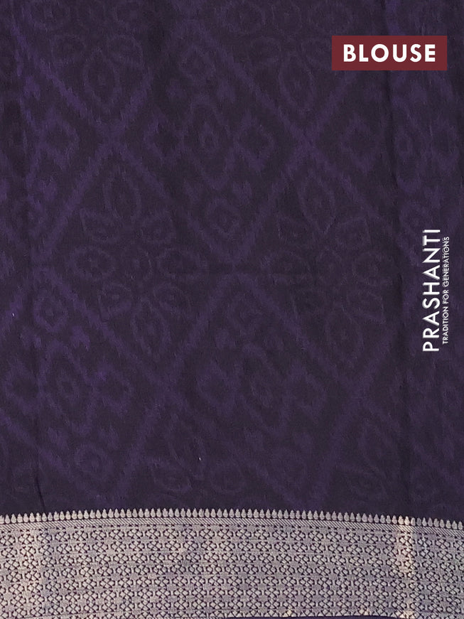 Semi gadwal saree navy blue and beige with allover geometric prints and zari woven border