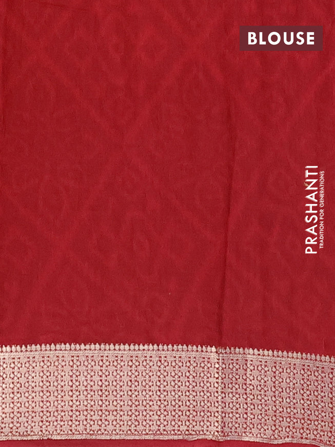 Semi gadwal saree red and beige with allover geometric prints and zari woven border