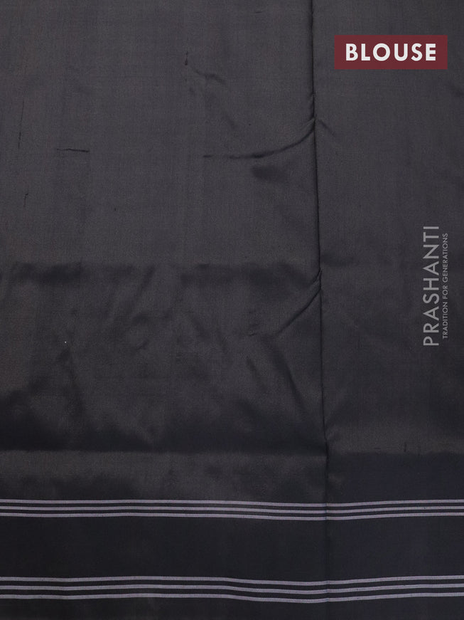 Pochampally silk saree grey and black with allover ikat weaves and simple border