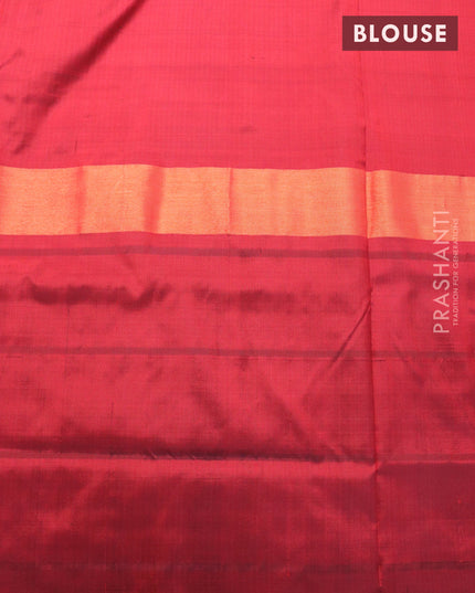 Pochampally silk saree cream and maroon with plain body and long ikat woven border