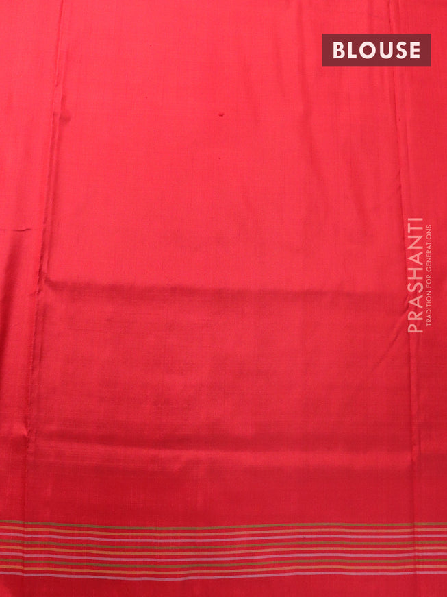 Pochampally silk saree cs blue and red with plain body and printed border
