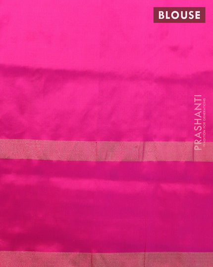 Pochampally silk saree mehendi green and pink with allover ikat butta weaves and rettapet zari woven ikat style border