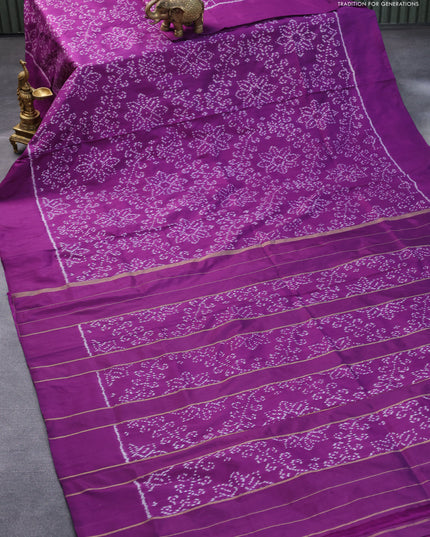 Pochampally silk saree purple with allover ikat weaves and simple border