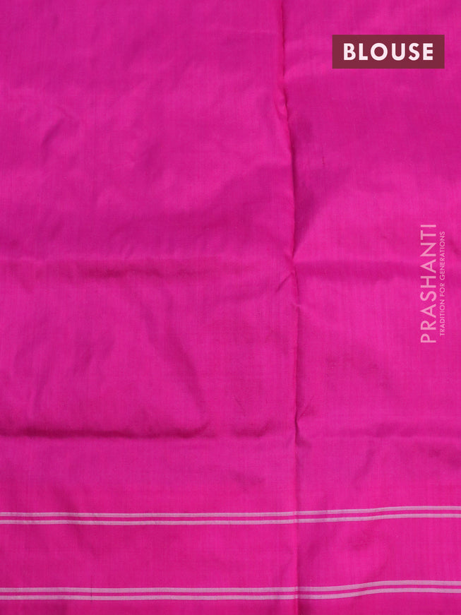 Pochampally silk saree mehendi green and pink with allover wevy weaves and simple border