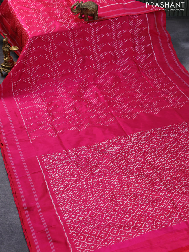 Pochampally silk saree pink with allover ikat weaves and simple border
