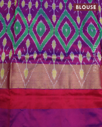 Pochampally silk saree red with plain body and zari woven ganga jamuna border