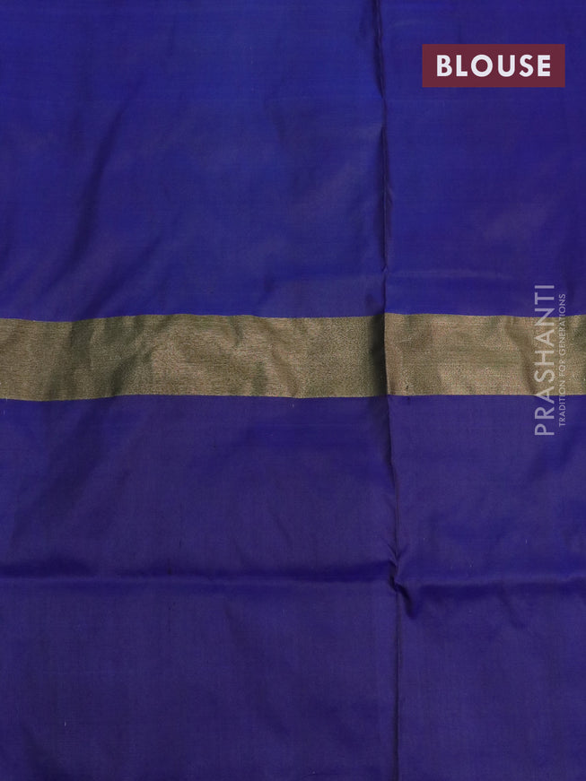 Pochampally silk saree cs blue and navy blue with allover ikat butta weaves and zari woven ikat style border