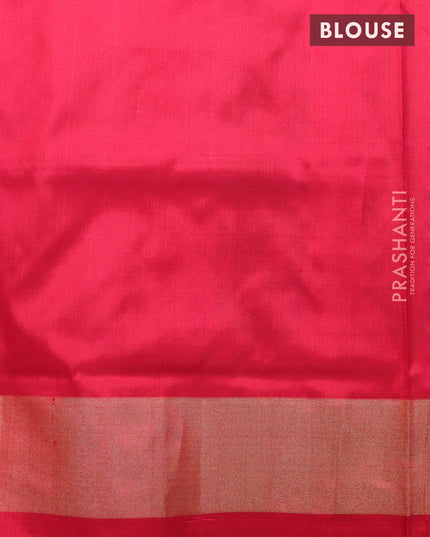 Pochampally silk saree dual shade of blue and red with allover ikat butta weaves and zari woven border