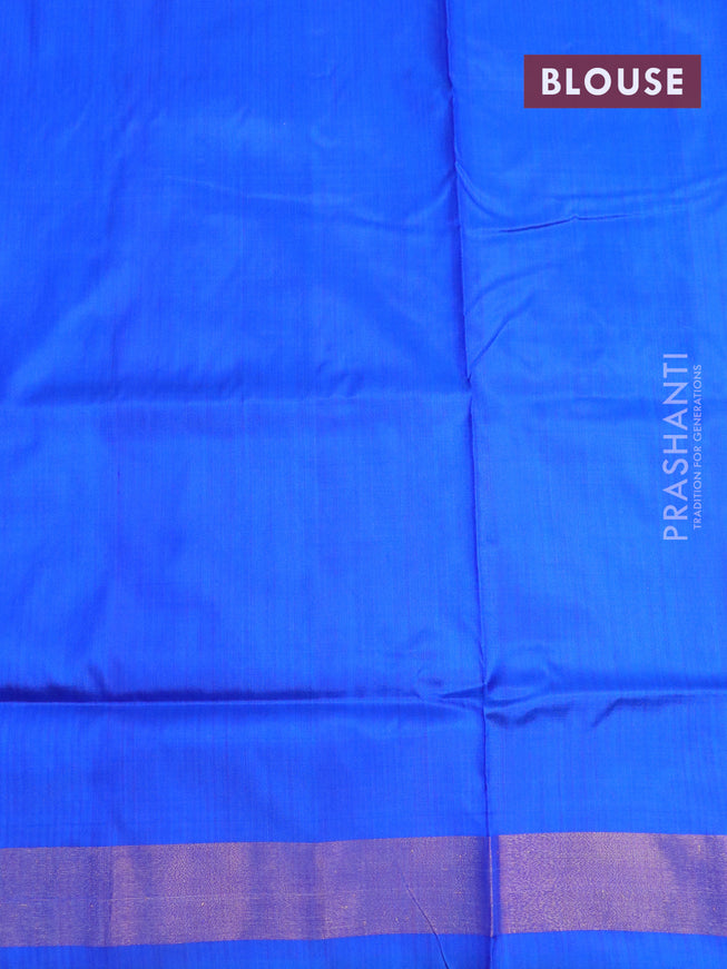 Pochampally silk saree deep maroon and royal blue with allover ikat butta weaves and long ikat woven zari border