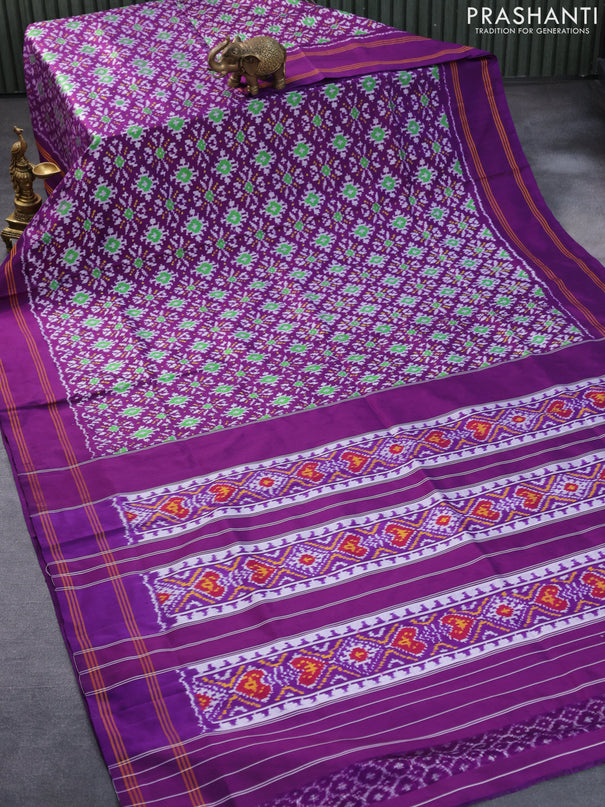 Pochampally silk saree deep violet with allover ikat weaves and simple border