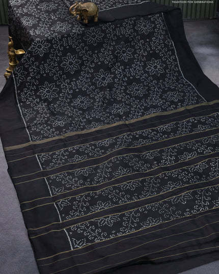 Pochampally silk saree black with allover ikat weaves and simple border