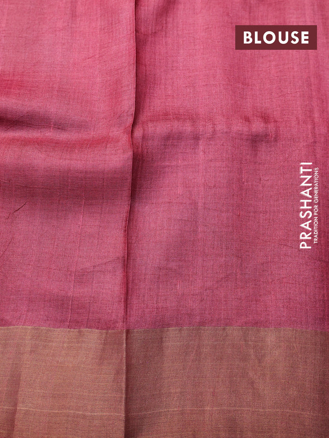 Pure tussar silk saree maroon with allover bandhani butta prints and zari woven border