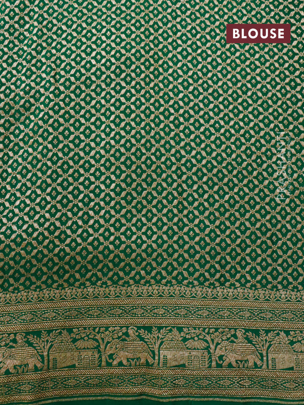 Pure banarasi crepe silk saree yellow and green with allover thread & zari woven butta weaves and woven border