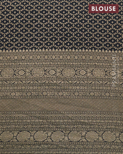 Pure banarasi crepe silk saree dark purple and black with allover thread & zari woven butta weaves and long woven border