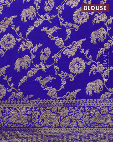 Pure banarasi crepe silk saree light blue and royal blue with allover thread & zari woven butta weaves and woven border