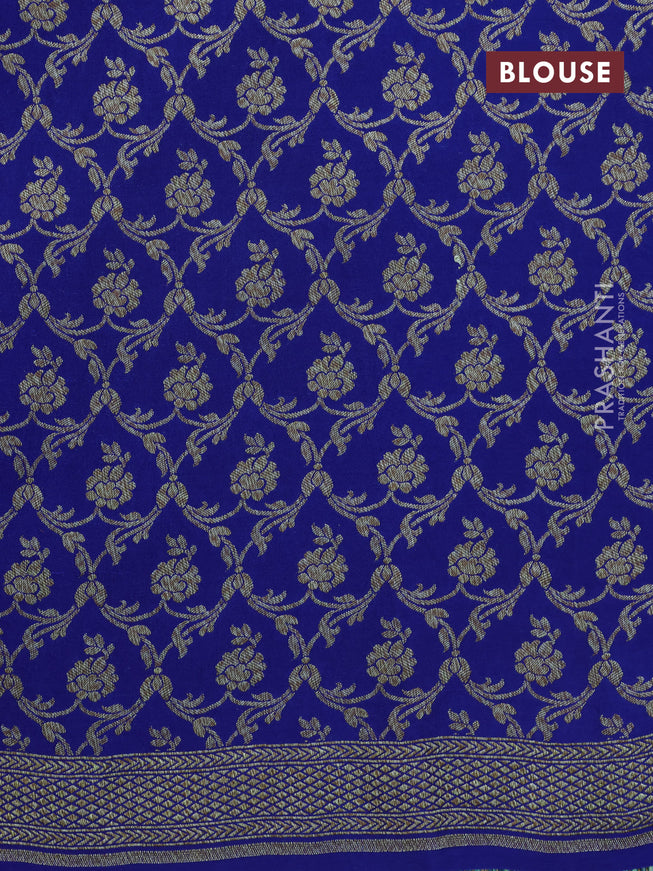 Pure banarasi crepe silk saree black and blue with allover thread & zari woven buttas and woven border