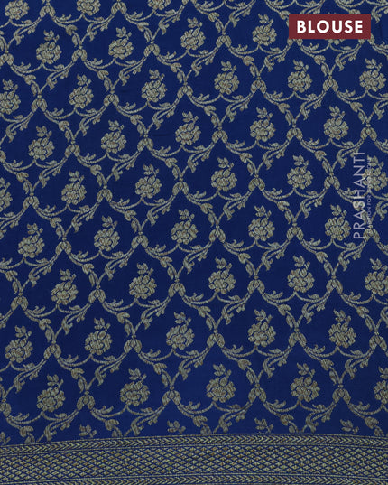 Pure banarasi crepe silk saree purple and peacock blue with allover self emboss & zari buttas and woven border