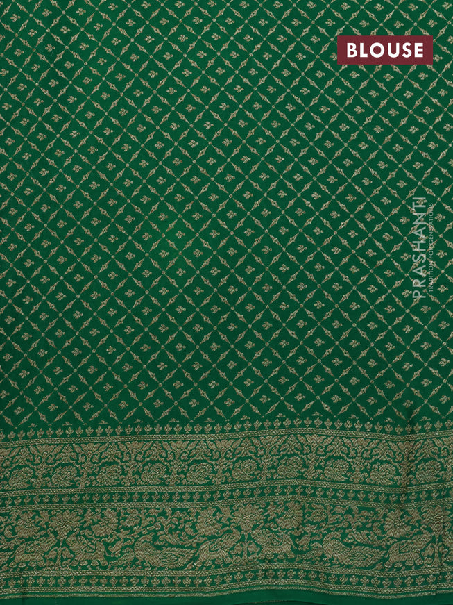 Pure banarasi crepe silk saree purple and green with allover thread & zari woven butta weaves and woven border