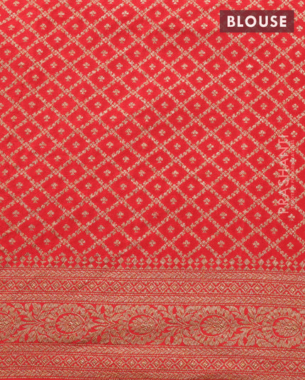 Pure banarasi crepe silk saree black and red with allover thread & zari woven butta weaves and woven border