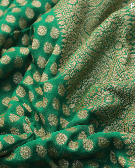 Pure banarasi georgette silk saree green with allover thread & zari woven butta weaves and woven border