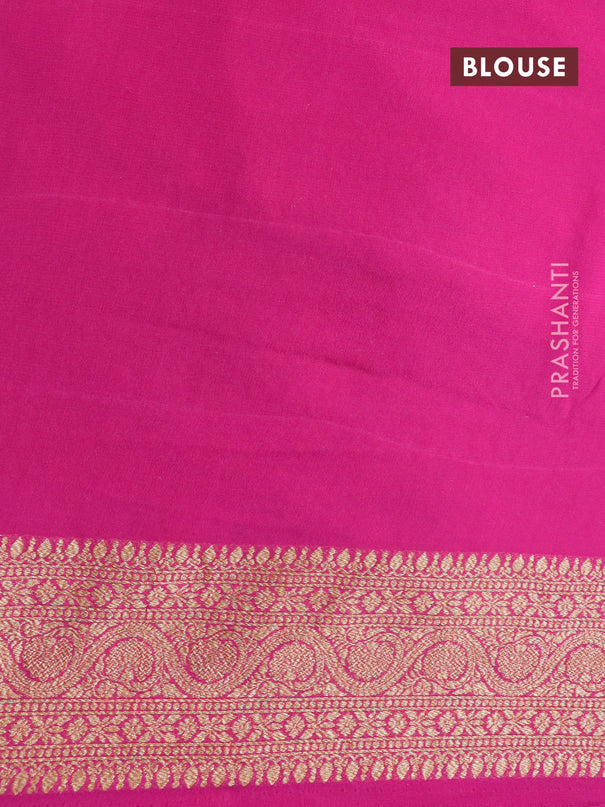 Pure banarasi georgette silk saree magenta pink with allover thread & zari woven butta weaves and woven border