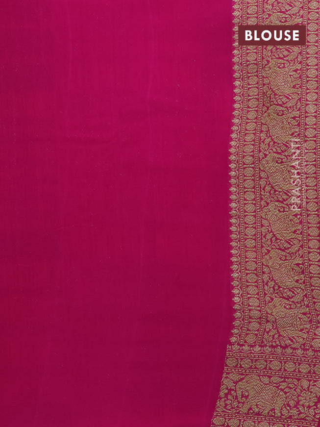 Pure banarasi georgette silk saree deep violet and pink with allover thread & zari woven butta weaves and woven border