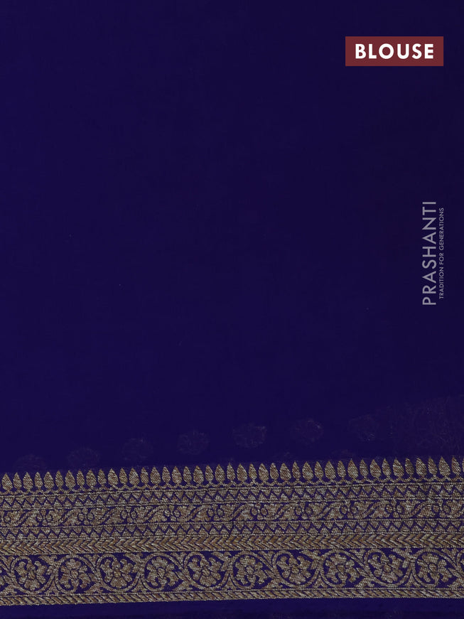 Pure banarasi georgette silk saree navy blue with allover thread & zari woven butta weaves and woven border